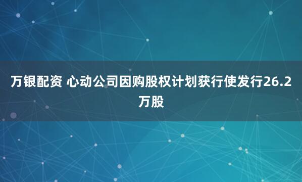 万银配资 心动公司因购股权计划获行使发行26.2万股