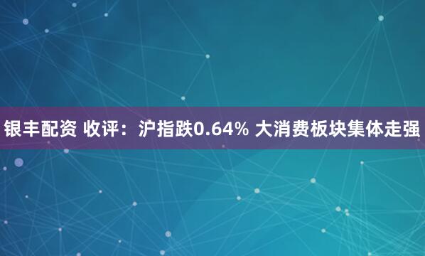 银丰配资 收评：沪指跌0.64% 大消费板块集体走强